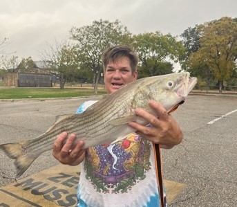 Hybrid Striped Bass Fishing in Briarcliff, Texas