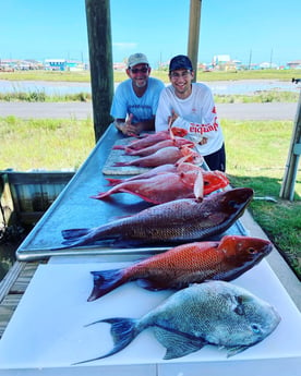 Mangrove Snapper, Red Snapper, Triggerfish Fishing in Surfside Beach, Texas