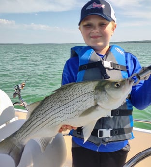 Hybrid Striped Bass Fishing in Runaway Bay, Texas