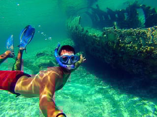 38ft Fish, Snorkel, Beach