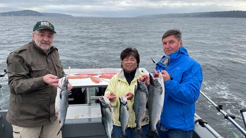 Salmon fishing on beautiful Puget Sound near Seattle