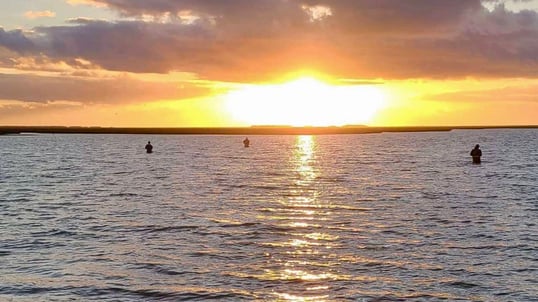Wade Fishing During Sunset