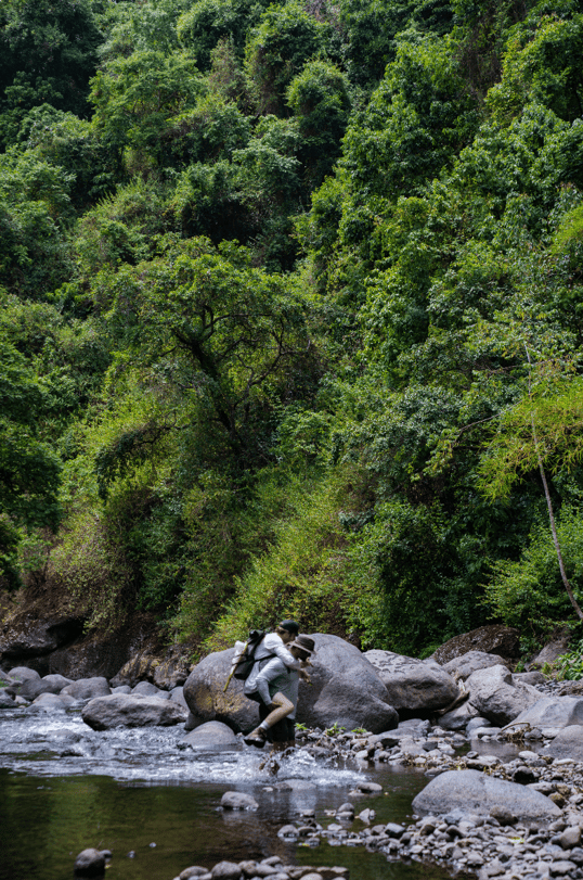 Crossing a river in tanzania
