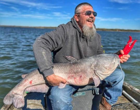 Giant Blue Catfish with Guide Milton