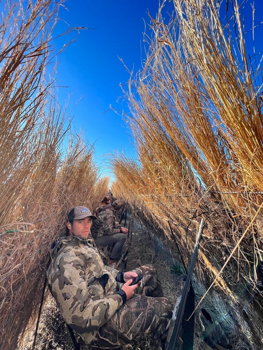 Sitting in an a frame blind specklebelly goose hunting