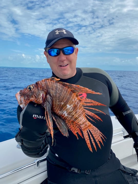 Invasive Lionfish Caught From Boat